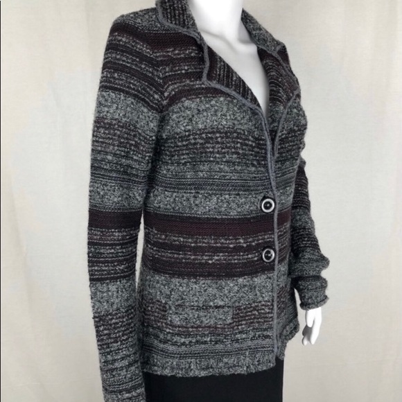 Italian knit blazer / sweater, in gray & plum, Size S - Picture 4 of 7